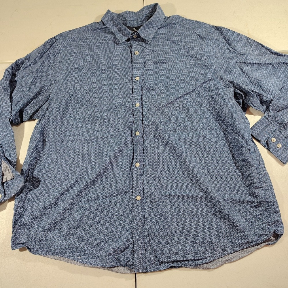Hart Schaffner Marx Shirt Men XXL Blue Diamonds Dad Office Cotton Comfort